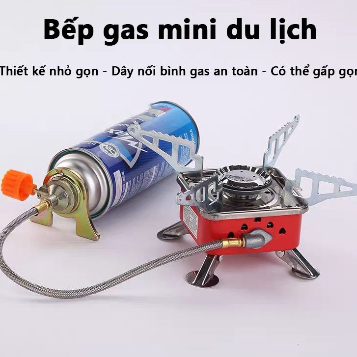 (GIAO NHANH 2 GIỜ)Bếp Gas Du Lịch Dã Ngoại Mini Xếp Gọn . có dây an toàn TẶNG kèm túi đựng