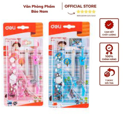 Bộ Eke Compa Deli 9614 - Bộ eke compa Deli 9614 gồm bốn cây thước kẻ và compa đặt trong hộp nhựa