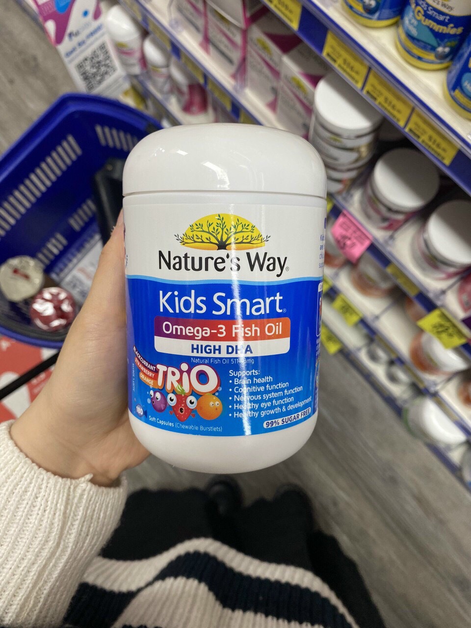 Viên kẹo Nature’s Way Kids Smart Omega-3 Fish oil TriO Úc 180v bổ sung DHA cho trẻ từ 1 tuổi