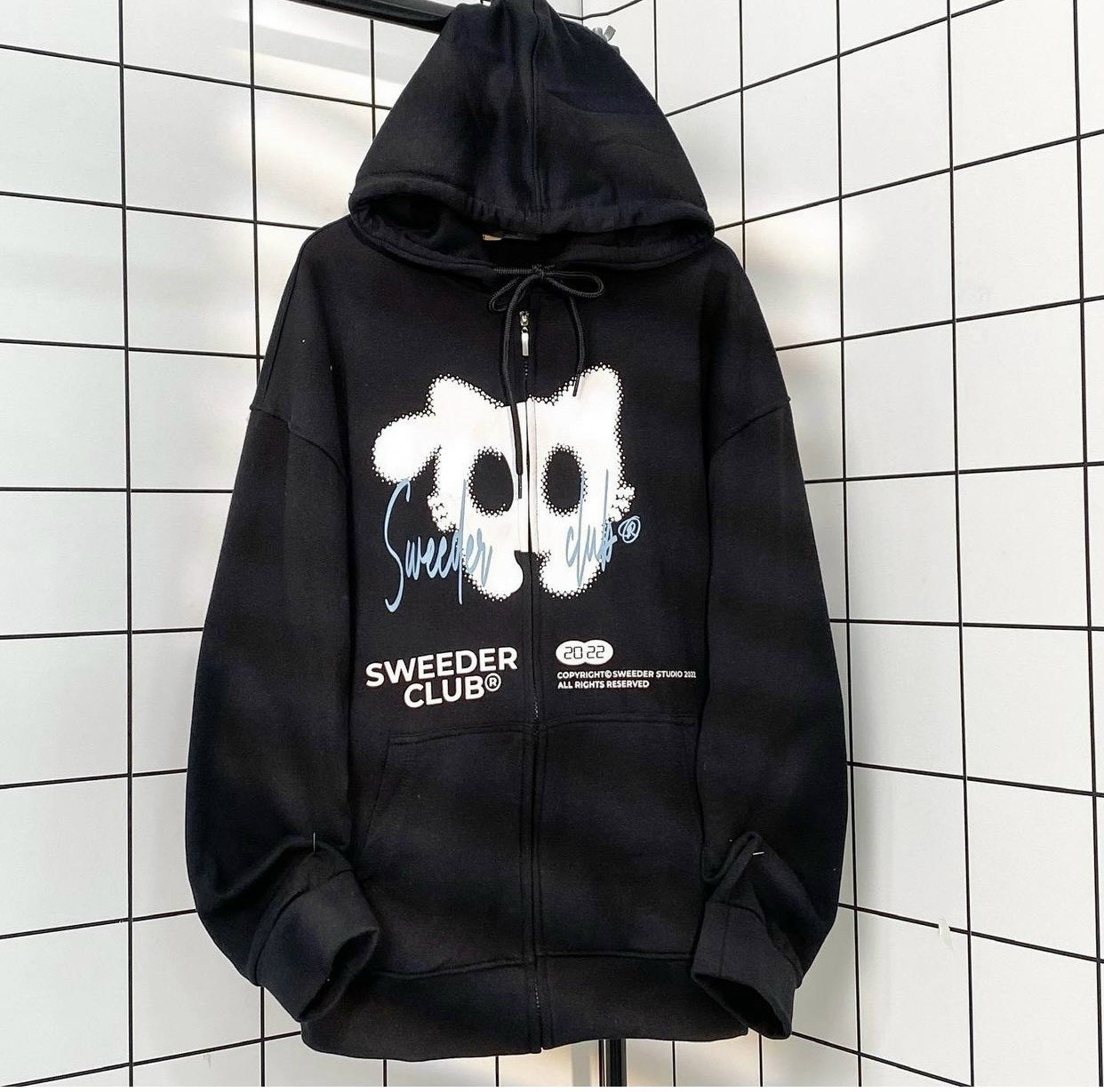 [Ưu Đãi Voucher 50k Freeship] Áo khoác thiết kế form rộng nam nữ mặc được  Áo hoodie hai màu trắng đ
