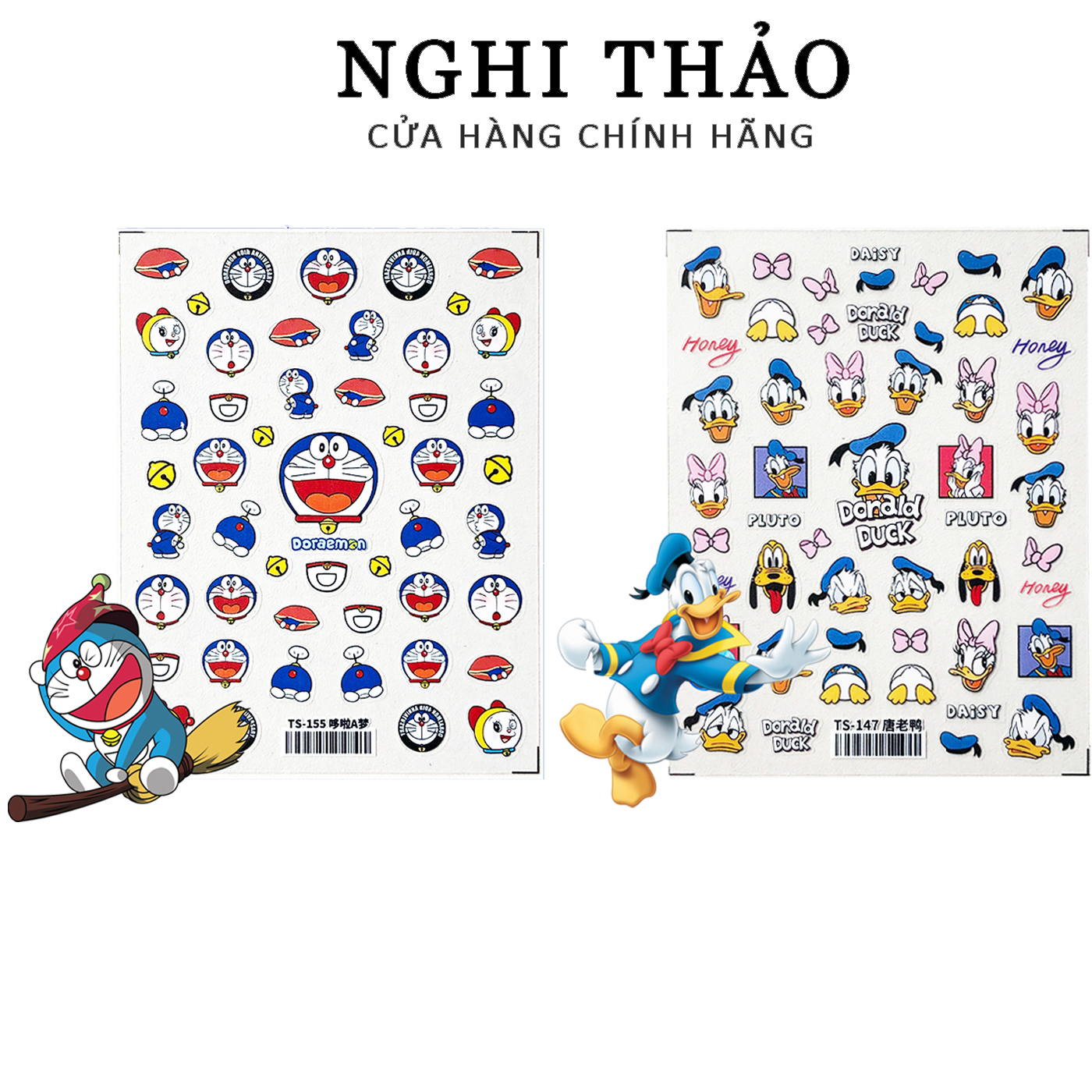 Phụ Kiện Sticker Lụa Nổi 5D Hoạt Hình Trang Trí Móng