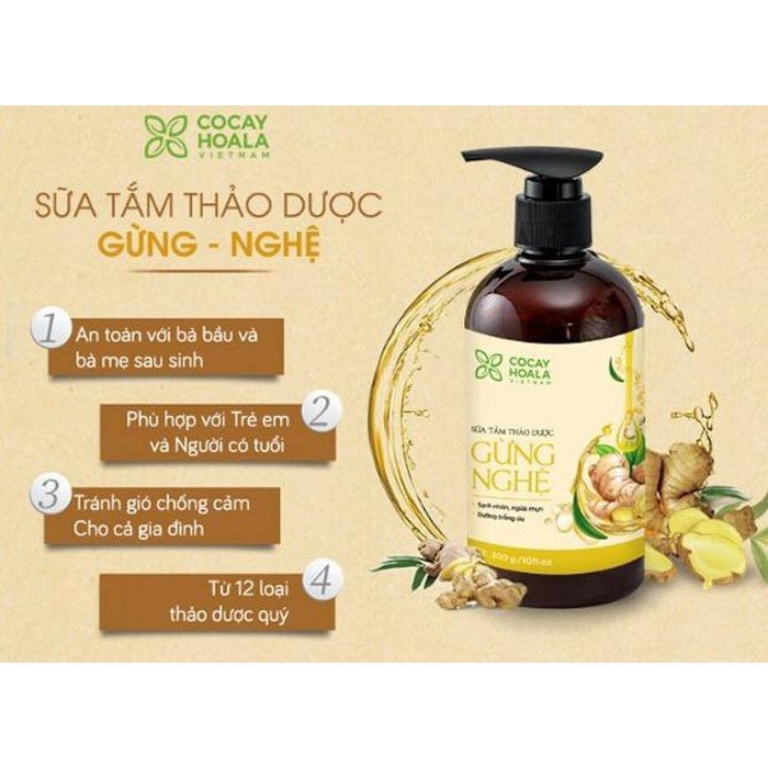 [Hcm]Sữa Tắm Thảo Dược Gừng Nghệ - Chai 300Ml - Chống Cảm Ho Ấm Người Dưỡng Ẩm Mịn Màng Trẻ Hóa Làn Da