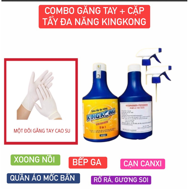 (CHÍNH HÃNG - GIÁ TỐT) Combo 4 CẶP SIÊU TẨY ĐA NĂNG KINGKONG 5 IN 1 - Tẩy quần áo, tẩy đồ nhựa, đồ s