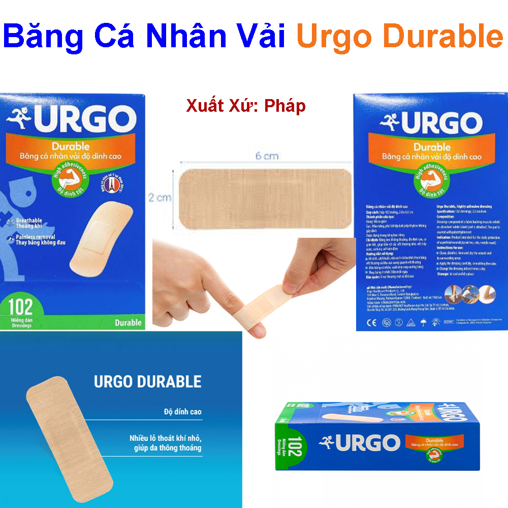 Băng Cá Nhân Vải Urgo Durable (Pháp) Hộp 102 Miếng