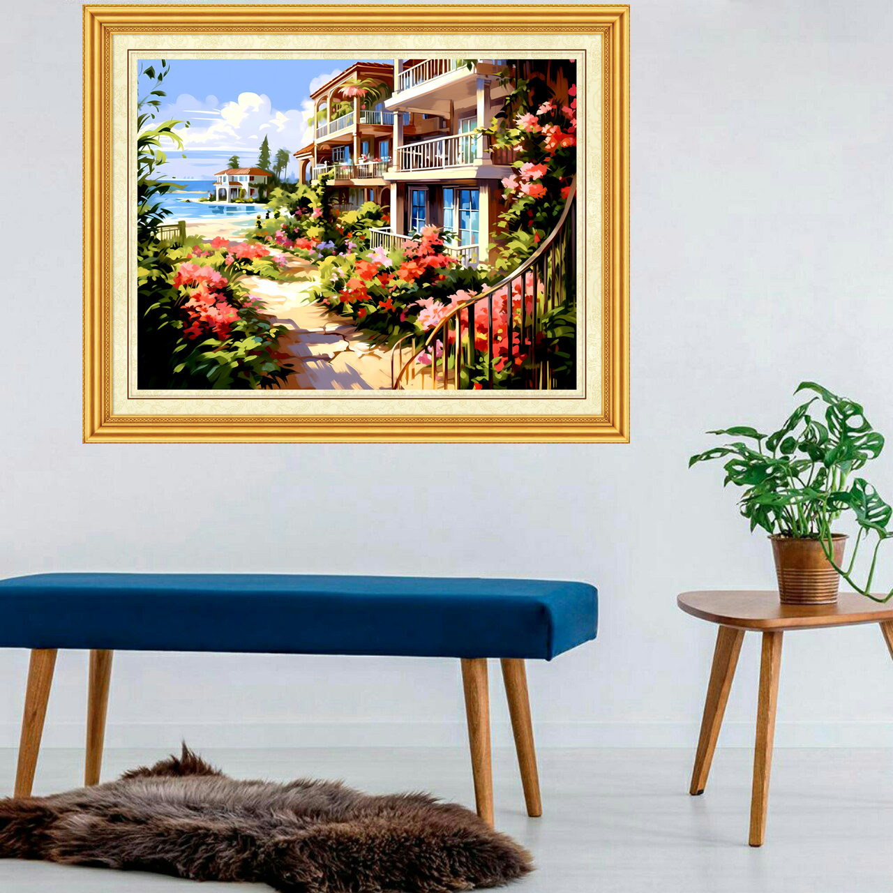 Tranh thêu chữ thập Phong cảnh mùa xuân hoa cỏ mùa xuân thêu full mẫu mới 2026 - tự thêu