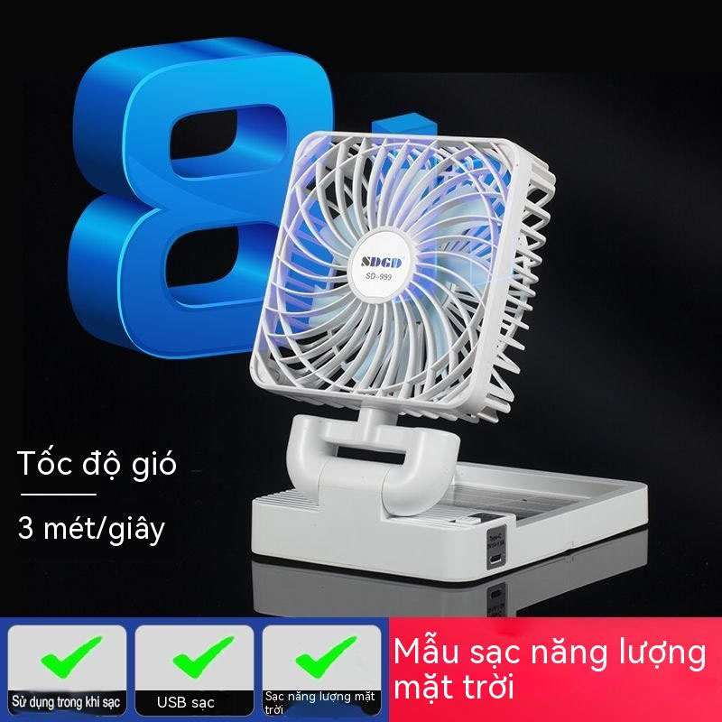 Quạt điện Quạt Tích Điện Quạt Quạt Năng Lượng Mặt Trời 12/16 inch 2 tốc độ USB/sạc bằng năng lượng m