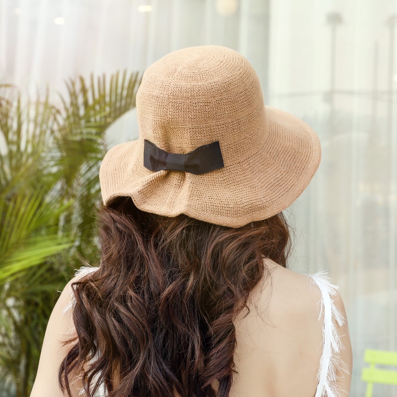 Mũ cói Nón cói nữ mềm vành rộng sợi cói đan móc che nắng đi biển thời trang mùa hè nhiều màu - Mã NC
