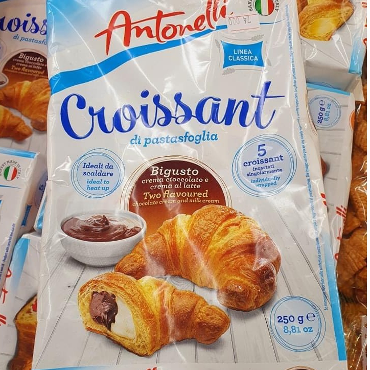 Bánh Sừng Bò Antonelli Croissant 250g nhiều vị (gói có 5 bánh)