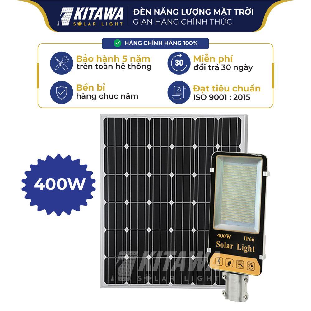 [VOUCHER 10%] Đèn Năng Lượng Mặt Trời 400W Kitawa BC2400 Sử Dụng Tấm Pin Mono Cao Cấp - Sản Phẩm Chí