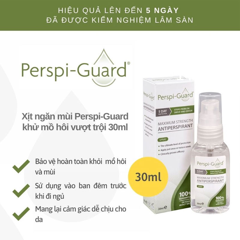 [Hcm]Xịt Khử Mùi Ngăn Mồ Hôi Toàn Thân Perspi Guard Spray 30Ml - 50Ml Dịu Nhẹ Không Gây Ố Vàng Áo