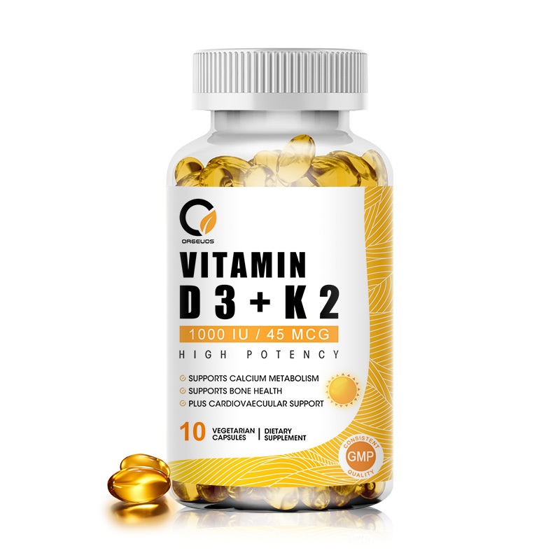 O Orgeuos D3 K2 Viên nang với 25mg (1000 IU) Vitamin D3 và 45mcg Vitamin K2 Răng Hỗ trợ sức khỏe xương tim Hỗ trợ phức hợp vitamin miễn dịch Dễ hấp thụ Sức khỏe khớp