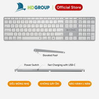 Bàn phím không dây bluetooth Hyper có đèn led chống ồn kết nối 3 thiết bị pin sạc dùng 45 ngày