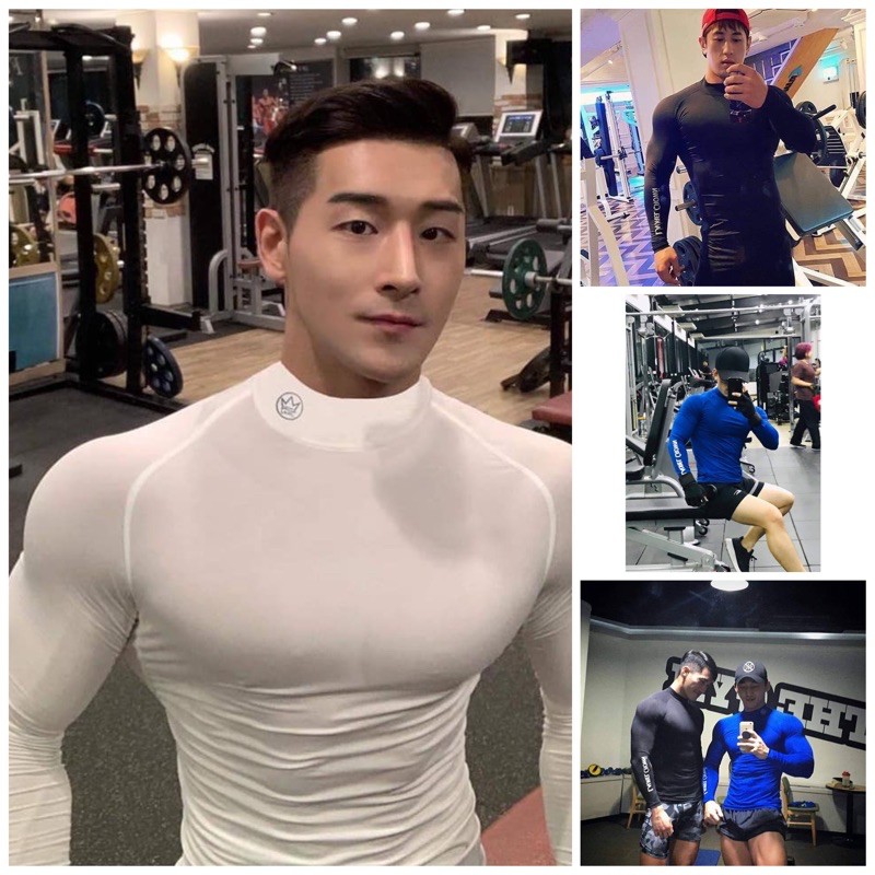 Áo tập gym nam dài tay cổ cao SP156 Áo gym nam thun co dãn 4 chiều ôm body [VIET QUICK]
