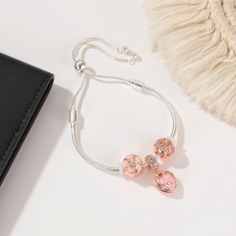 [MỚI - VOUCHER 15%] Vòng tay nữ dây rút charm xinh - Lắc tay nữ nam dây rút charm phủ vàng hồng dễ t