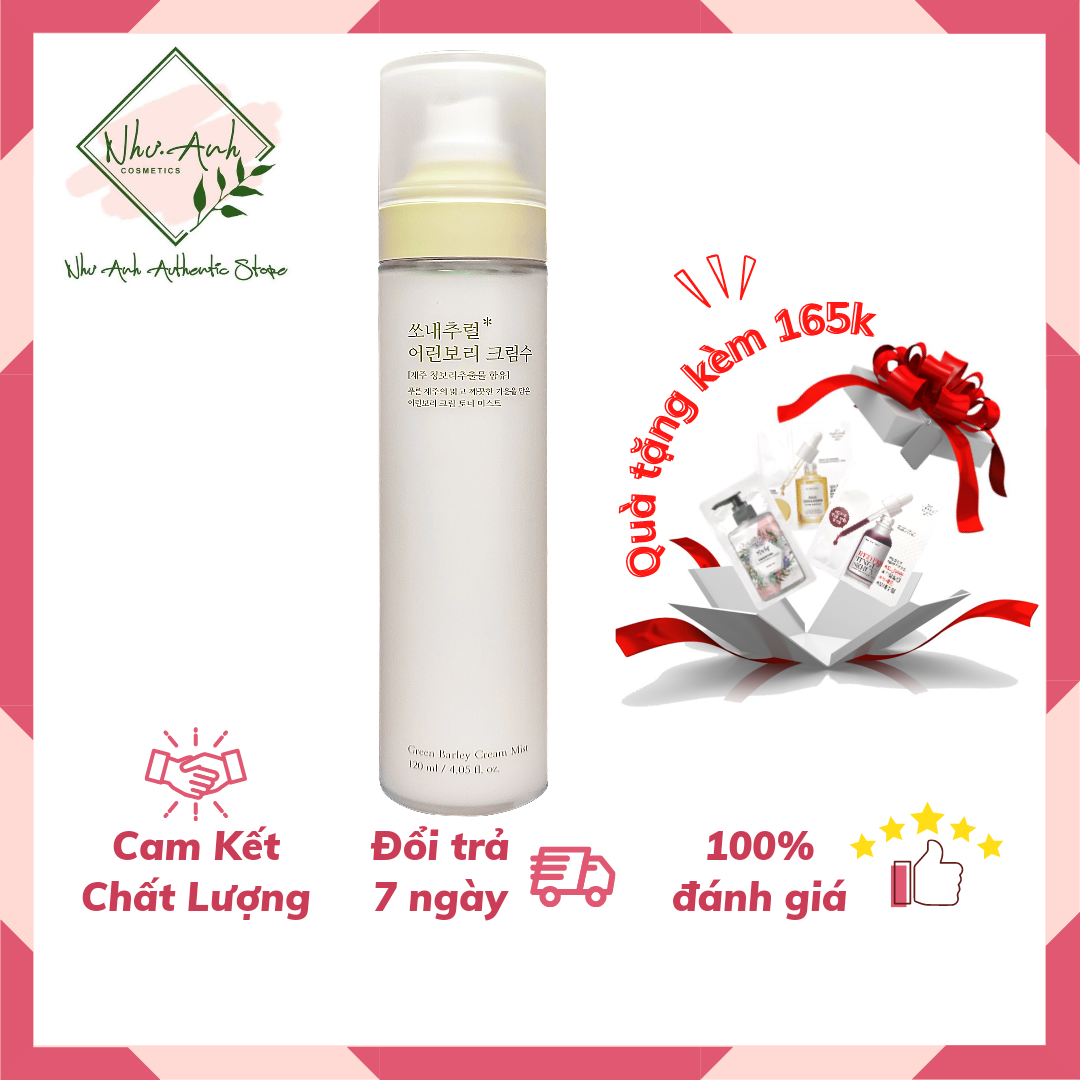 Xịt Khoáng Cấp Ấm Dưỡng Da Mầm Lúa Mạch Green Barley Cream Mist So Natural (120Ml)