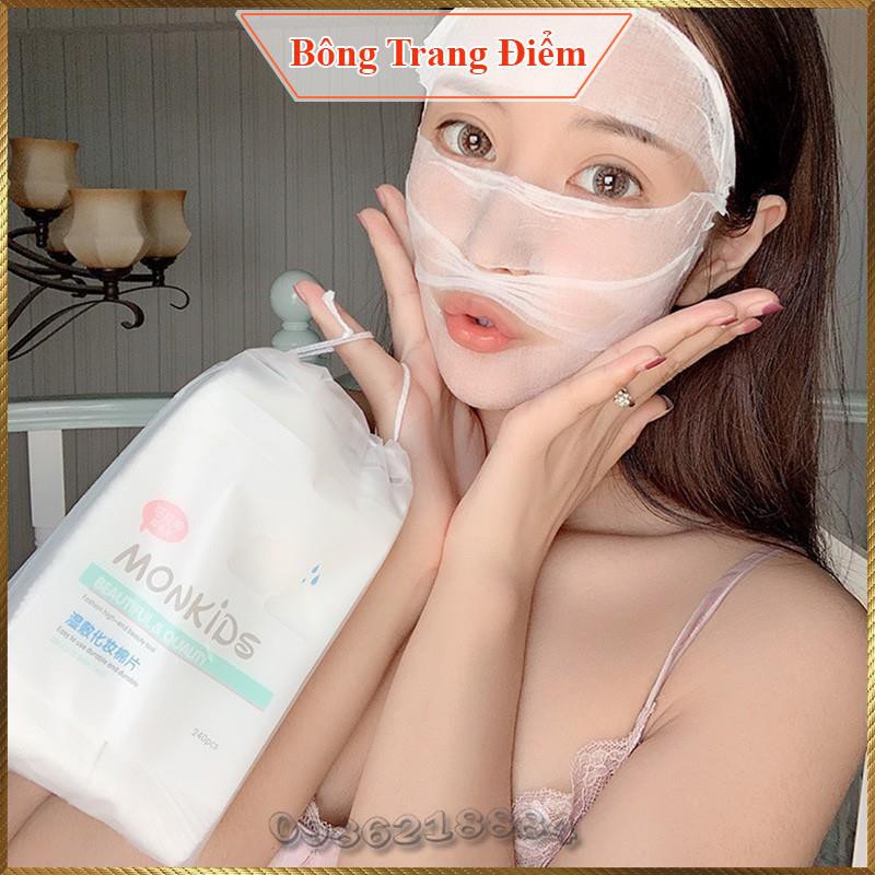 Bông trang điểm 240 miếng Monkids mỏng mịn co dãn thích hợp làm Loliton Mask MLM2