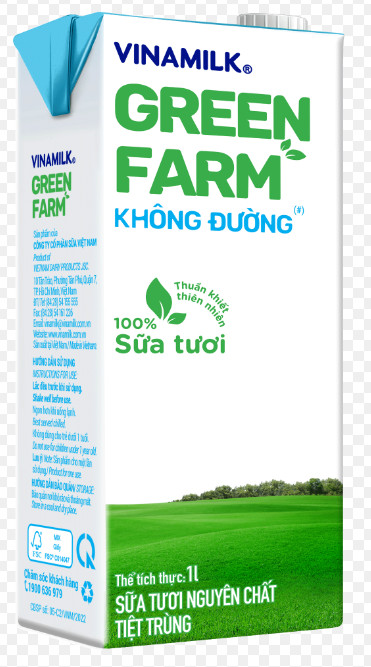 Sữa Tươi Tiệt Trùng Vinamilk Green Farm Không đường - Hộp 1 Lít