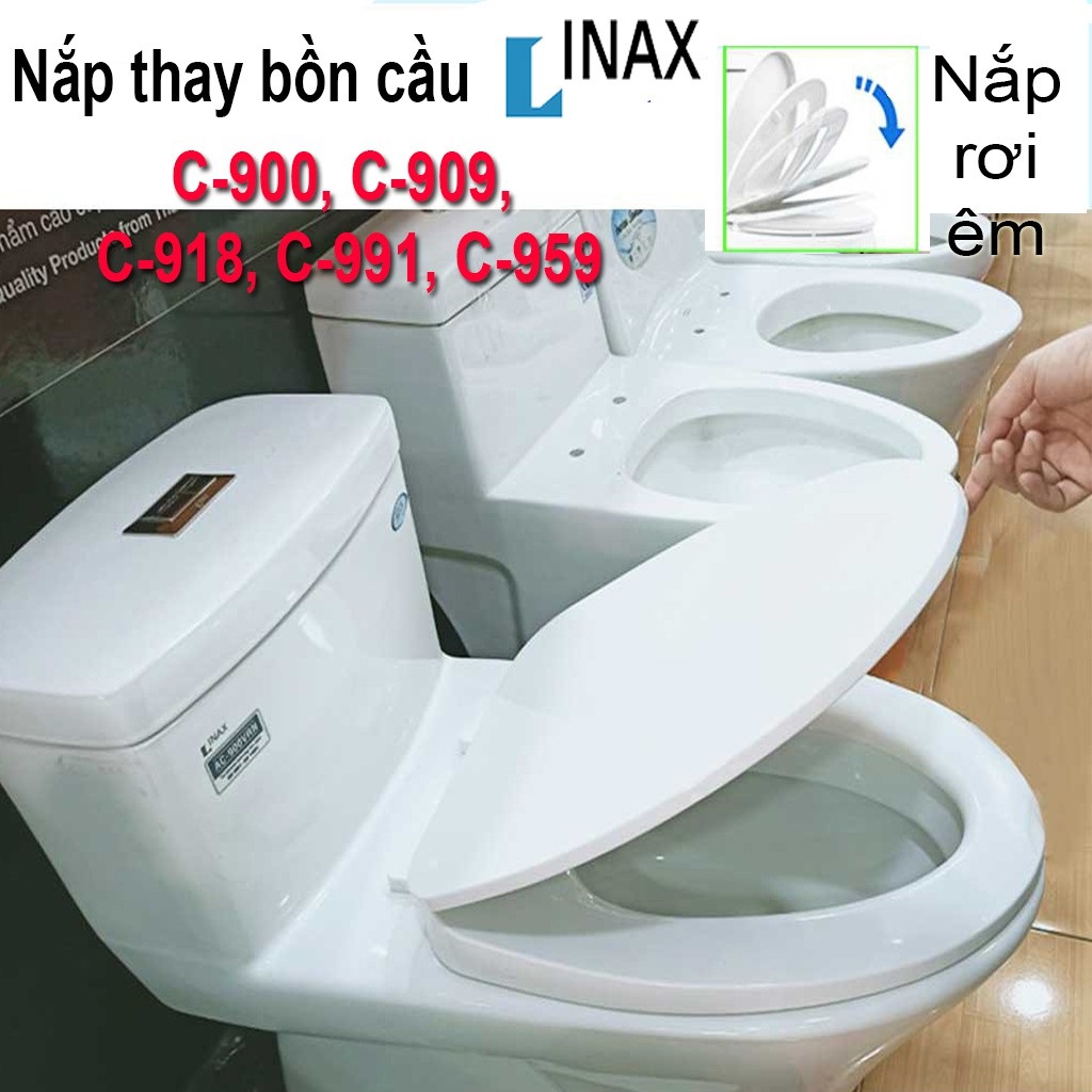 Nắp đậy bồn cầu Inax thay thế cho các mã số C-702 C-900 C-909 C-918 C-991 C-959 nắp rơi êm đầy đủ ph