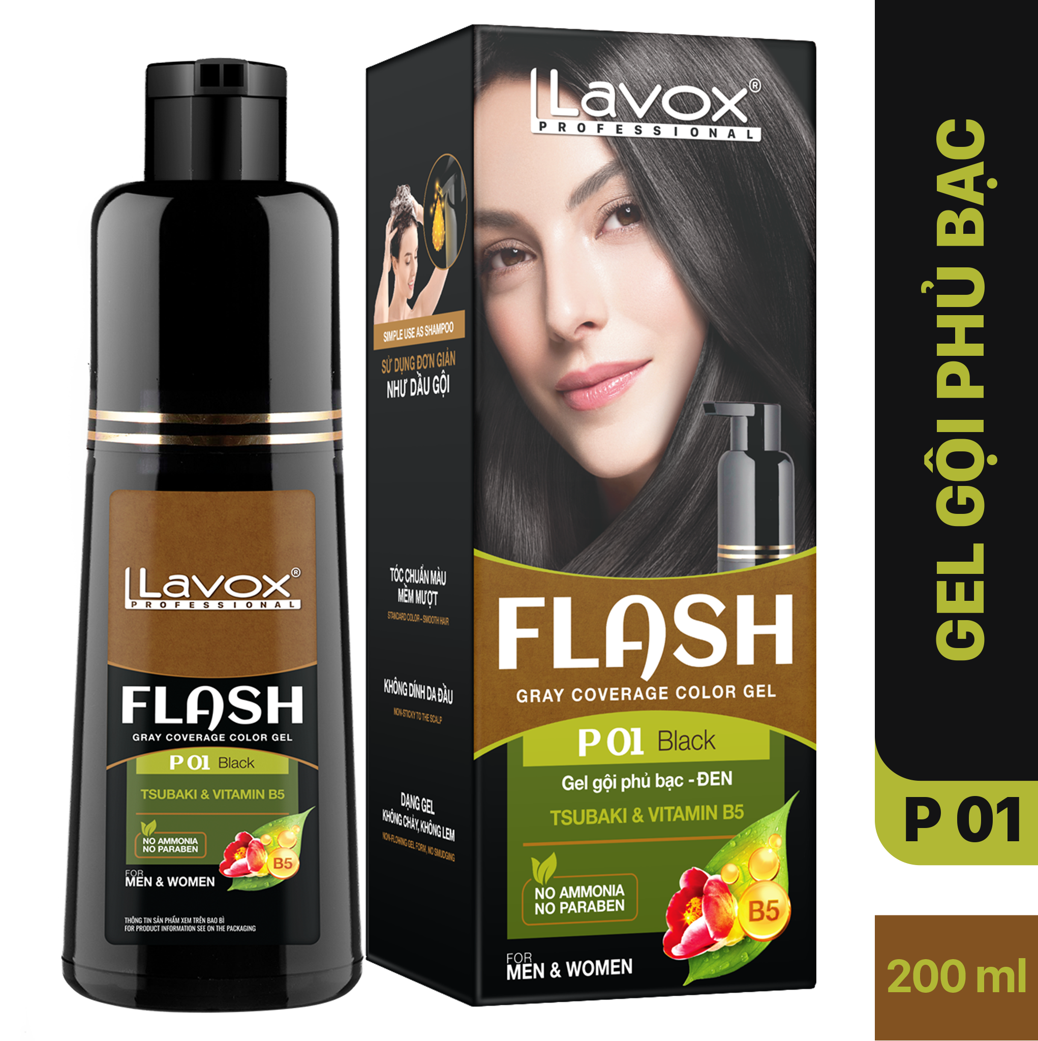 Dầu Gội Phủ Bạc Tóc Lavox Flash 200Ml