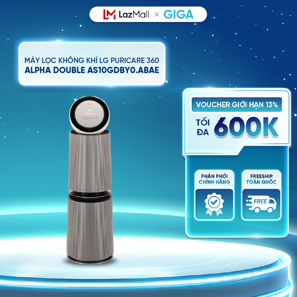 [ Hỏa tốc HN - HCM ]  Máy lọc Không Khí LG 2 Tầng PuriCare 360 Alpha PET AS10GDBY0.ABAE