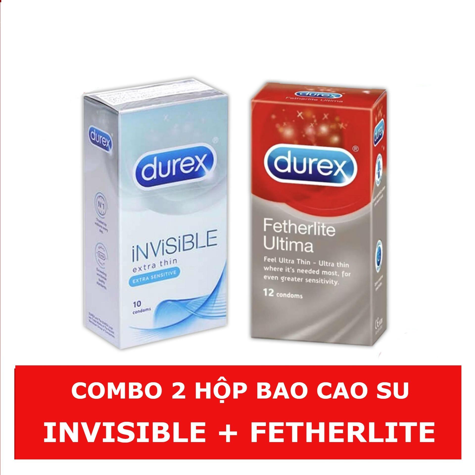 Combo 2 Hộp Bao Cao Su Siêu Mỏng Durex Invisible+Fetherlite Ultima