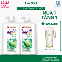 Combo 2 Dầu gội CLEAR Bạc hà Dầu gội Sạch gàu Mát lạnh với 3X Sức mạnh đánh bay Gàu Ngứa và Vi Khuẩn 1.4kg