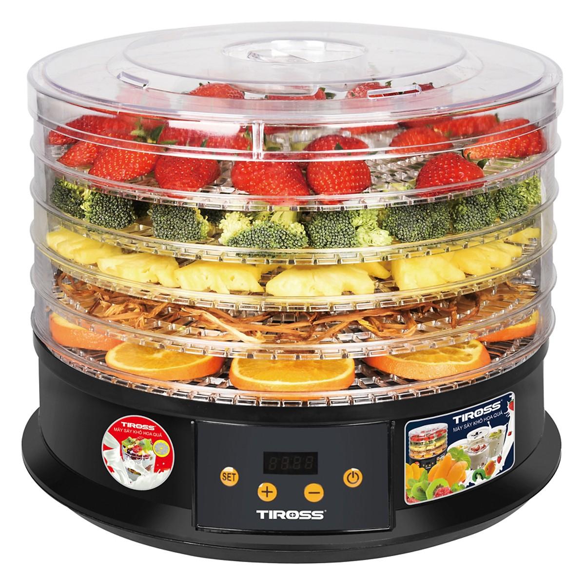 Máy Sấy Hoa Quả Tiross TS9682 - 5 Khay, Nhiệt Độ Điều Chỉnh Từ 40-70°C, Tuần Hoàn Nhiệt 360 Độ