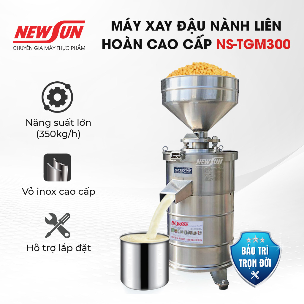 Máy xay đậu nành liên hoàn cao cấp NS-TGM300 NEWSUN Công suất 7500w(350kg/h)- Bảo hành chính hãng 12