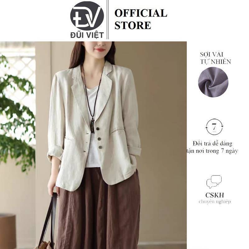 Áo khoác blazer dáng suông kiểu hàn dành cho nữ áo vest blazer hàng cao cấp mẫu mới chất linen đẹp Đũi Việt
