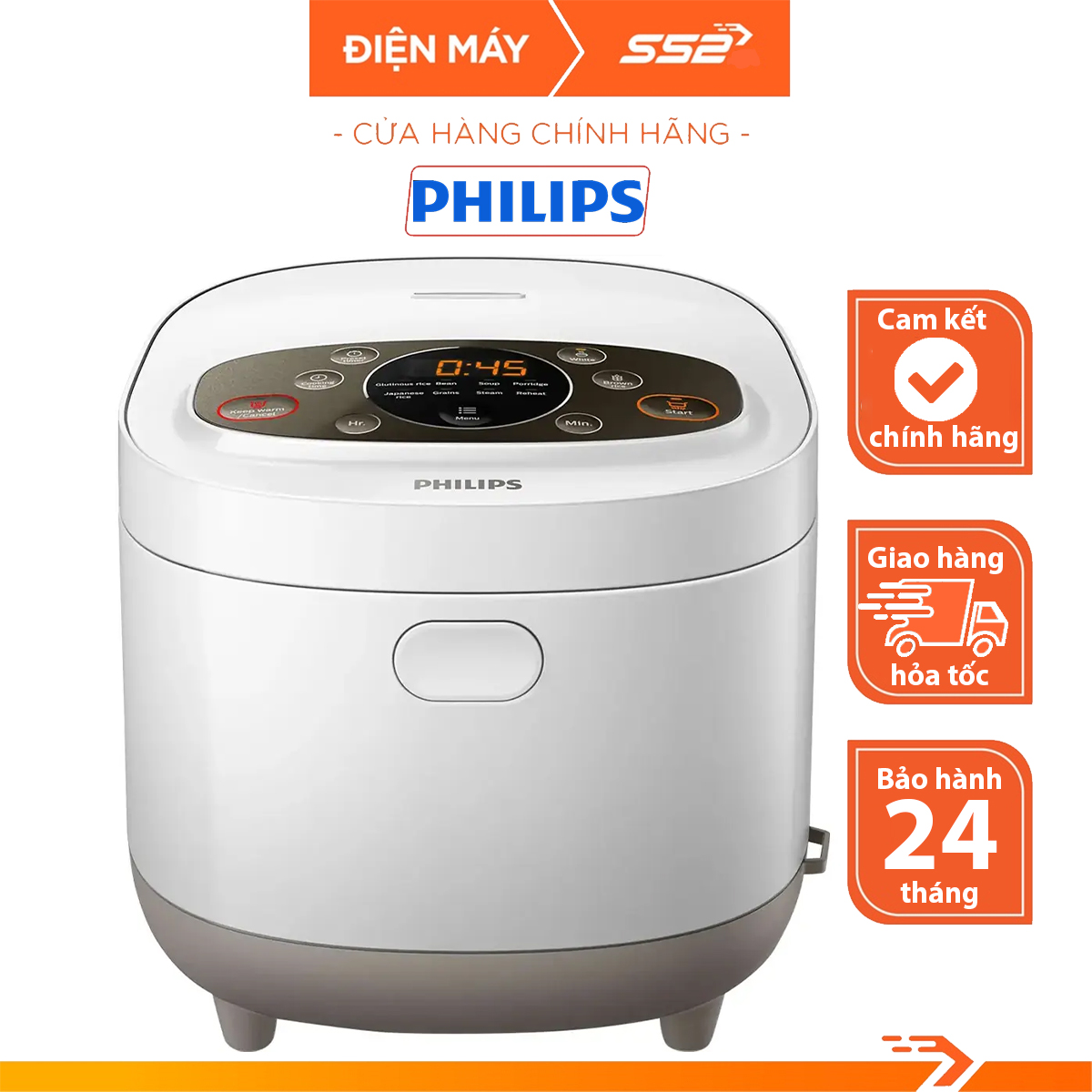 Nồi Cơm Điện Tử Philips 1.8 Lít HD4533 - Bảo Hành Chính Hãng - Điện Máy S52