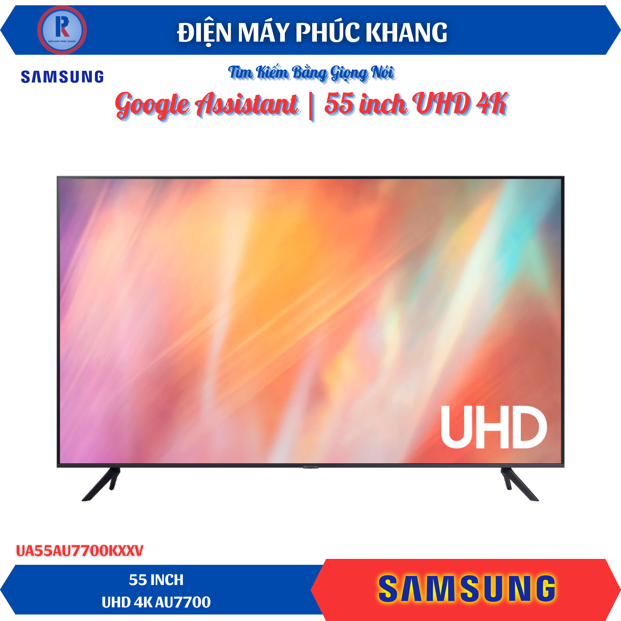Điện Máy Phúc Khang x Samsung | SMART TV 55 Inch UHD 4K Samsung UA55AU7700KXXV (AU7700)