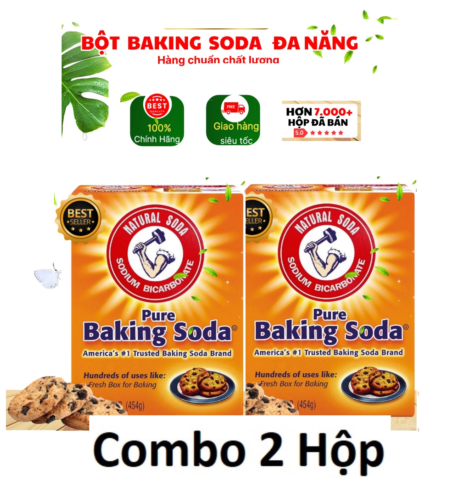 2 box powder baking soda multi uses 454g - Arm & Hammer genuine imported from America giúp tẩy tế