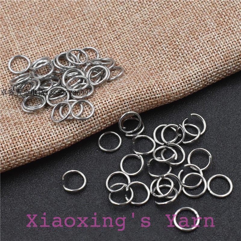 Túi 50 khoen tròn inox 8mm màu bạc nối vòng chi tiết đan móc thú bông búp bê DIY | Xiaoxingyarn