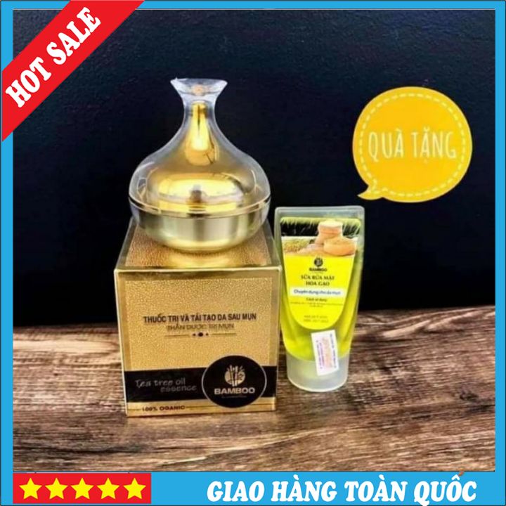 Kem Mụn Bamboo Tặng Sữa Rửa Mặt Hoa Gạo Bamboo