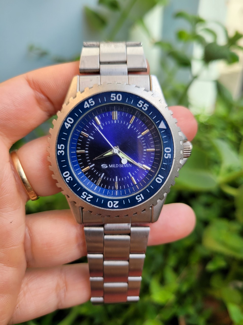 Đồng hồ nam hiệu Mild Seven đồng hồ si Nhật mặt tròn màu xanh size mặt 45mm HCM