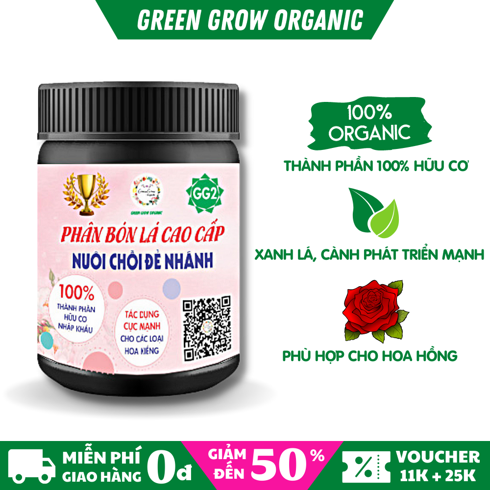 Phân bón lá dưỡng mầm hoa hồng Green Grow Organic phân bón hữu cơ sinh học chiết xuất từ Amino Axit và Humic Axit chuyên dụng cho Hoa Hồng Hoa Giấy nuôi mầm to và dài lá xanh MS109