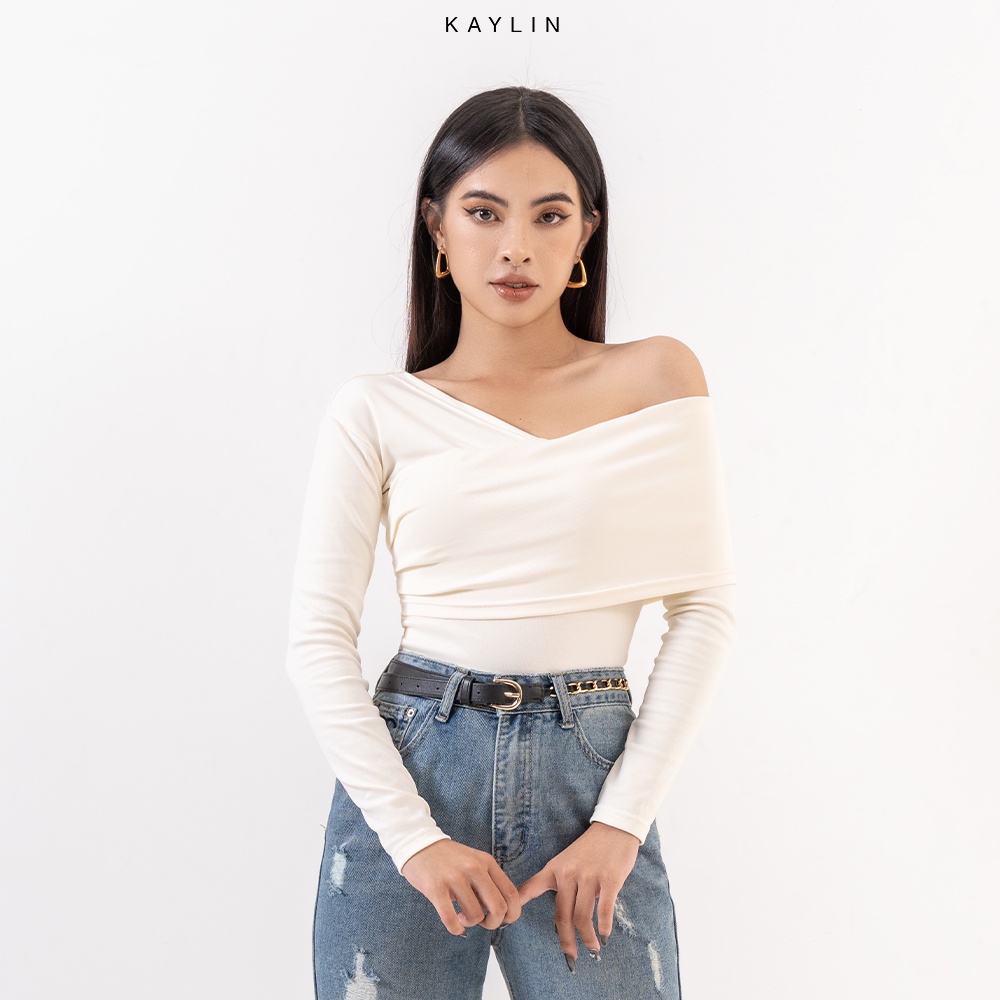 Áo thun nữ body tay dài KAYLIN chéo vai - N1852