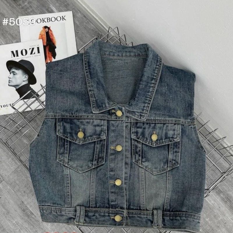 Áo khoác gile bò croptop kiểu dáng hàn quốc áo khoác bò  áo khoác nhẹ  áo khoác gile sang chảnh  khỏ