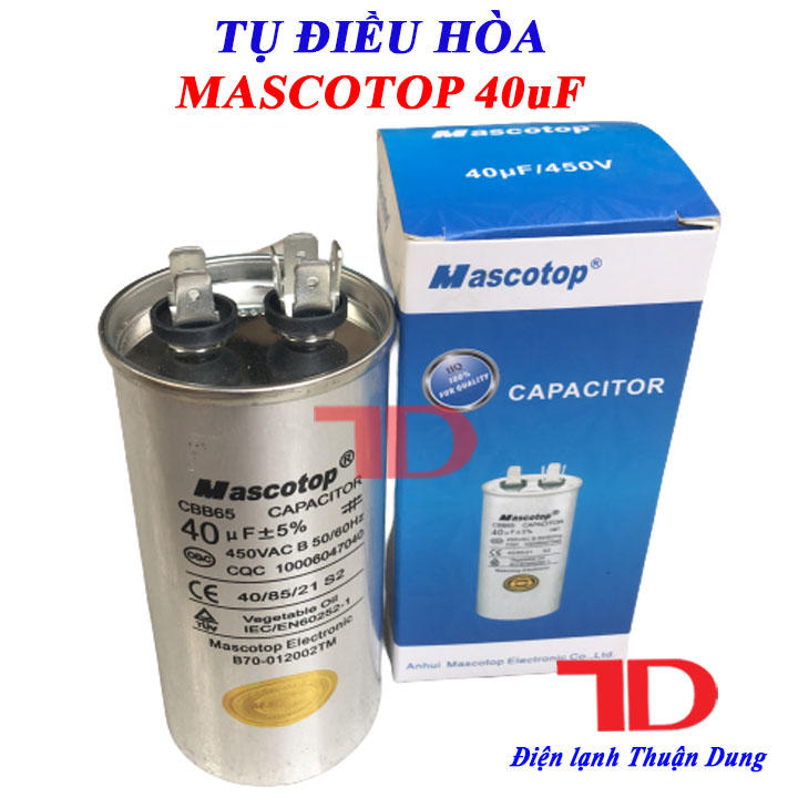 Tụ điều hòa MASCOTOP 30uF 40uF 45uF  Capacitor Mascotop - Điện Lạnh Thuận Dung