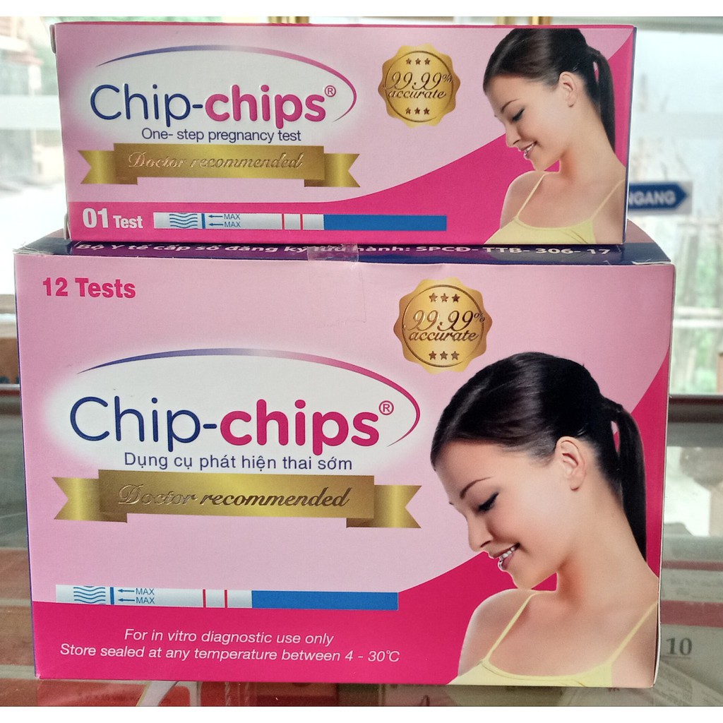 Que Thử Thai Chip - Chips - Sử Dụng Đơn Giản Phát Hiện Thai Sớm Sau Giao Hợp 7 - 10 Ngày