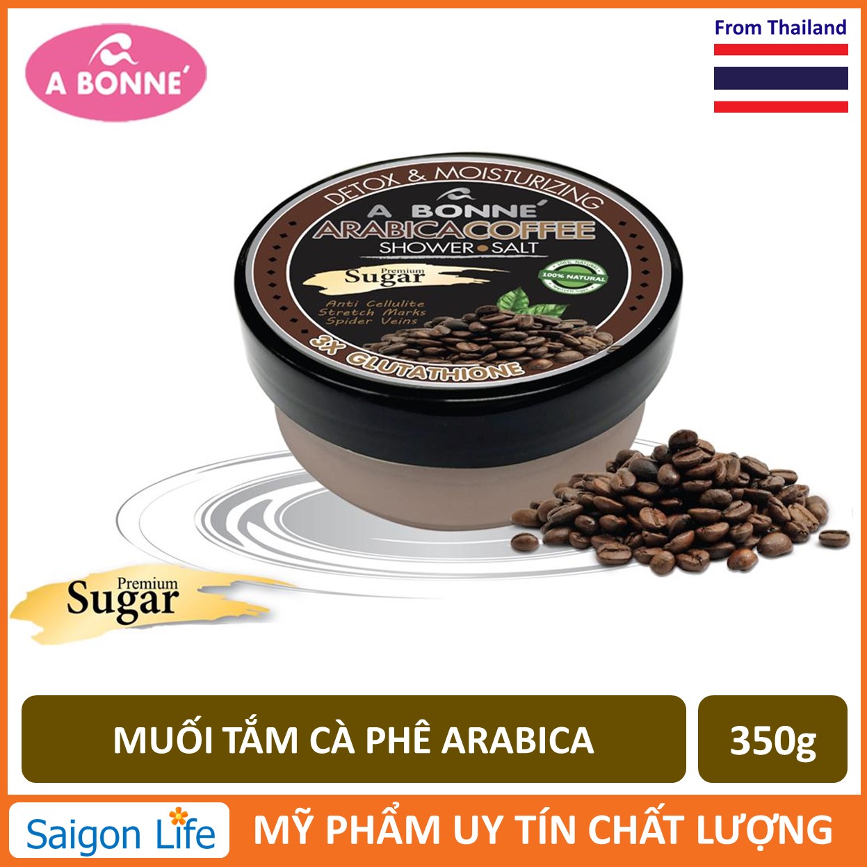 Muối Tắm A Bonne Cà Phê Arabica Tẩy Tế Bào Chết Làm Trắng Da A Bonne Arabica Coffee Shower Salt Sugar 350G