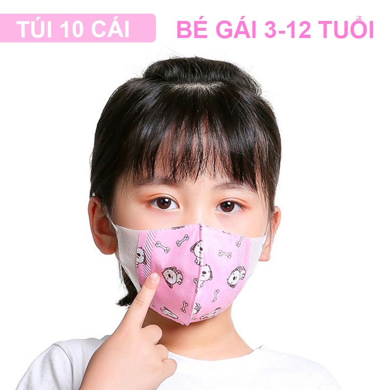 Khẩu trang trẻ em Set 10 khẩu trang cho bé trai và bé gái nhiều họa tiết 0-12 tuổi bảo vệ đường hô hấp cho bé BBShine – M017