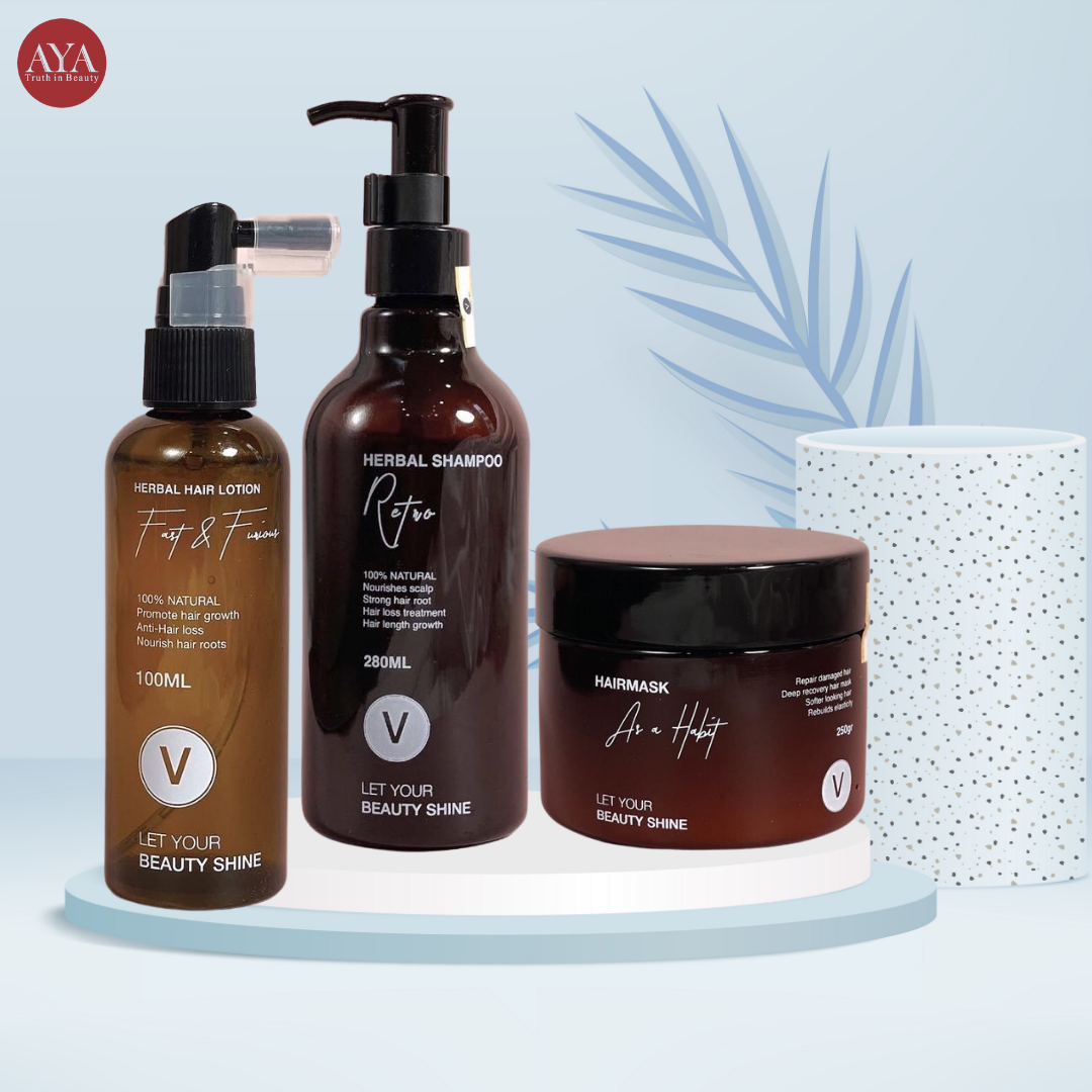 Combo Dưỡng Phục Hồi Giảm Rụng Tóc Kích Thích Mọc Tóc Herbal Let Your Beauty Shine Vyvyhaircare