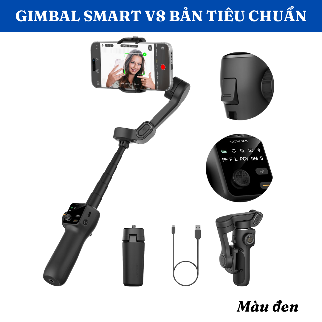 Gậy gimball điện thoại Tay cầm chống rung quay vlog tik tok quay phim Gymbal chính hãng AOCHUAN Smar