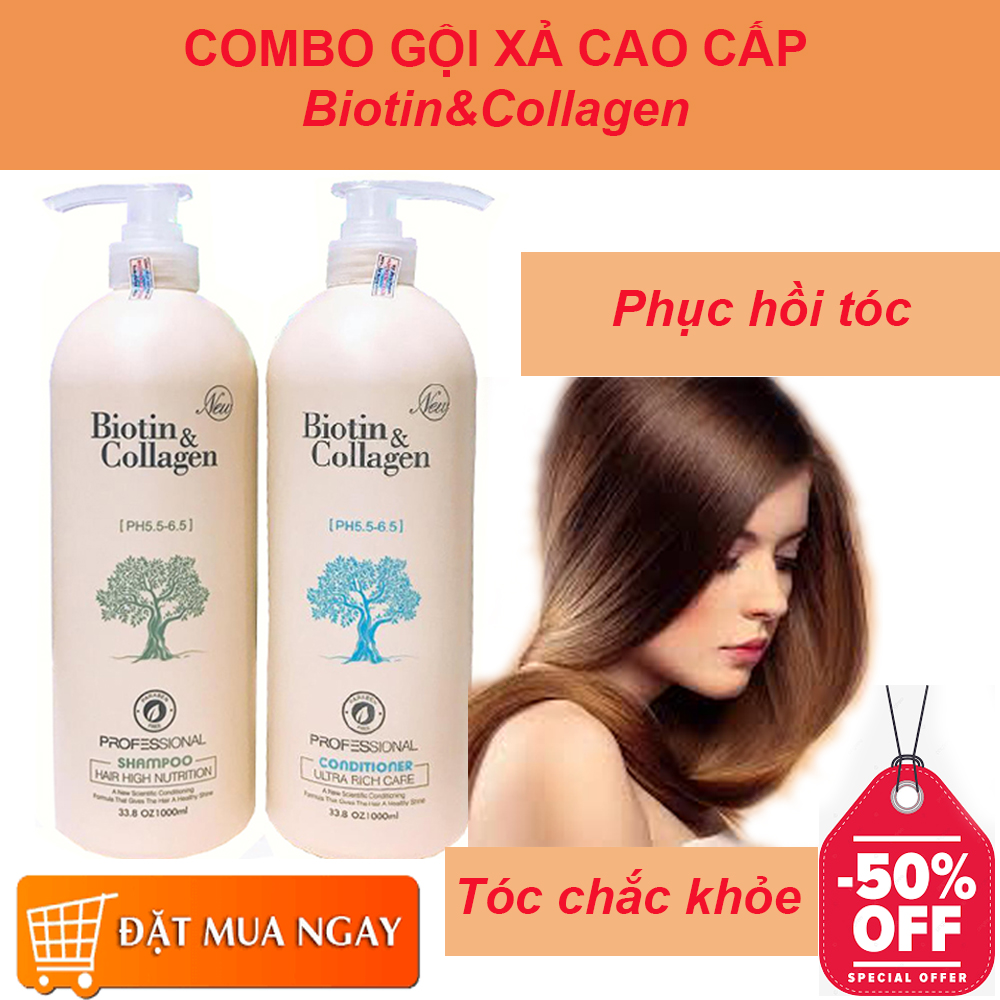 Cặp Gội Xả Dầu Gội Đầu Cao Cấp. [Hàng Công Ty] Biotin & Collagen Trắng Phục Hồi Tóc Chống Rụng Và Kích Thích Mọc Tóc Ngăn Ngừa Rụng Tóc Hiệu Quả.