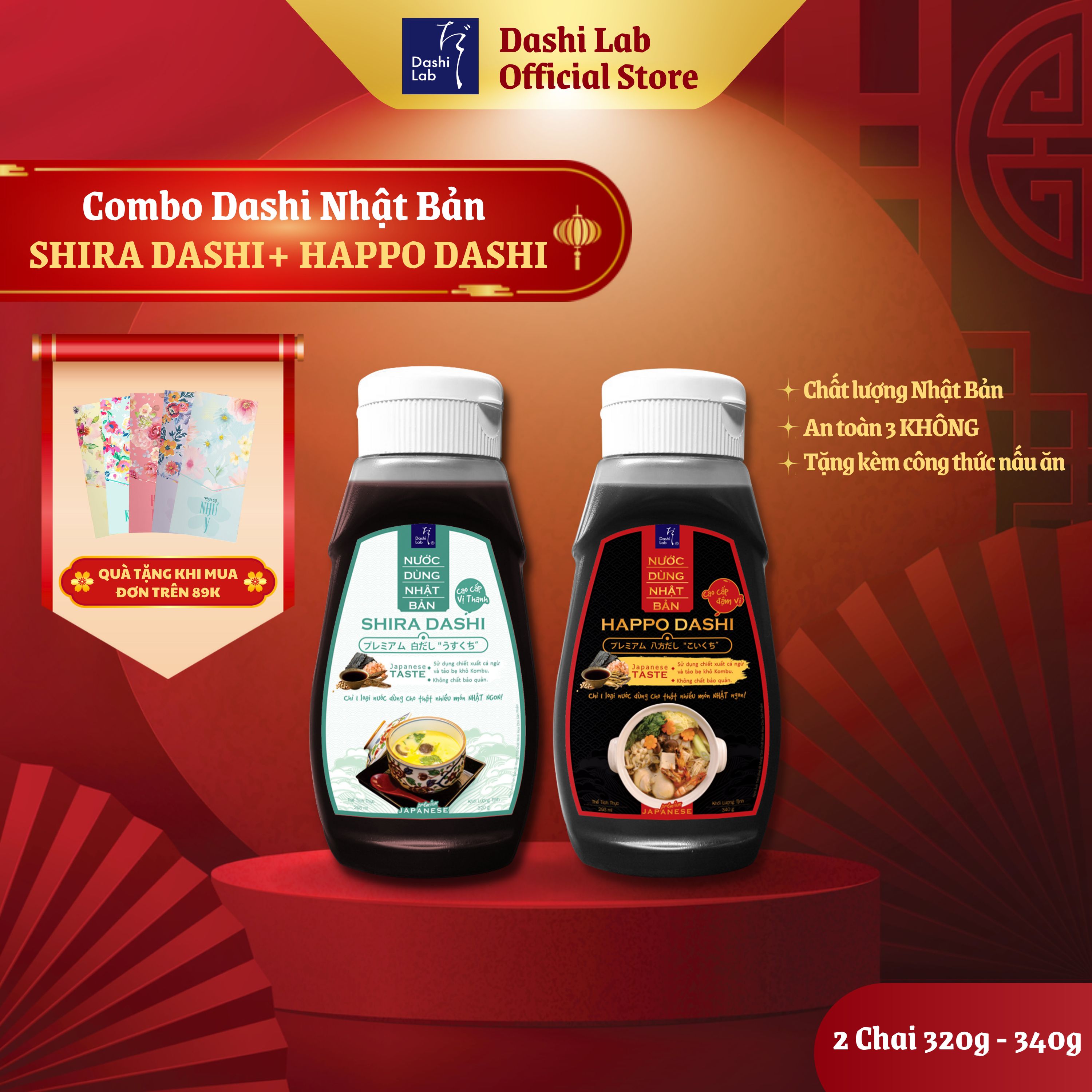 [HCM]Combo Dashi Nhật Bản (1 chai Happo Dashi 340g 1 chai Shira Dashi 320g)