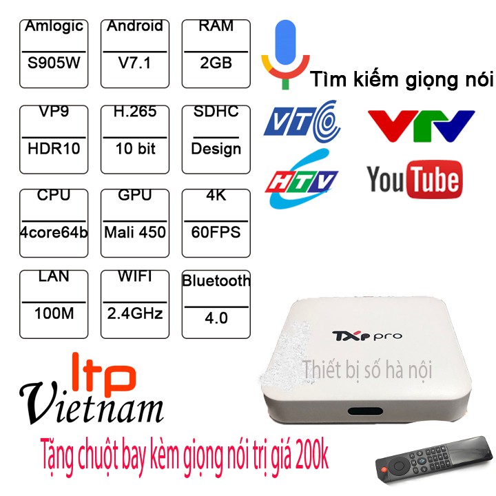 Androi Tivi Box Txp- Pro Ram 2G - Tặng Chuột Bay Giọng Nói -  Bảo Hành Dài Lâu
