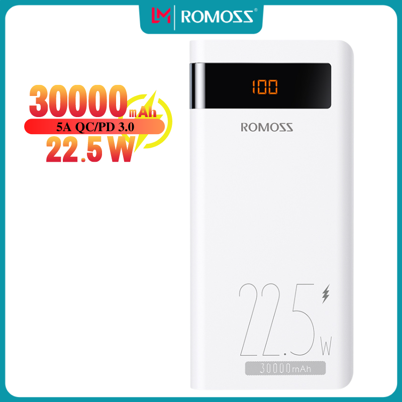 Sạc dự phòng 30000mAh pin sạc chính hãng Romoss Sense 8PF Sạc siêu nhanh 22.5W 3 cổng đầu vào và 3 c