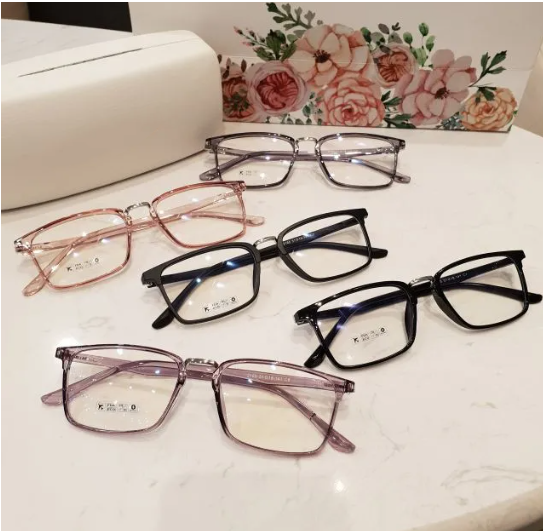Gọng kính cận nữ Hàn 2165 Form to bảo hành 12 tháng gọng ?vuông trong suốt nhựa dẻo kính trắng giả c