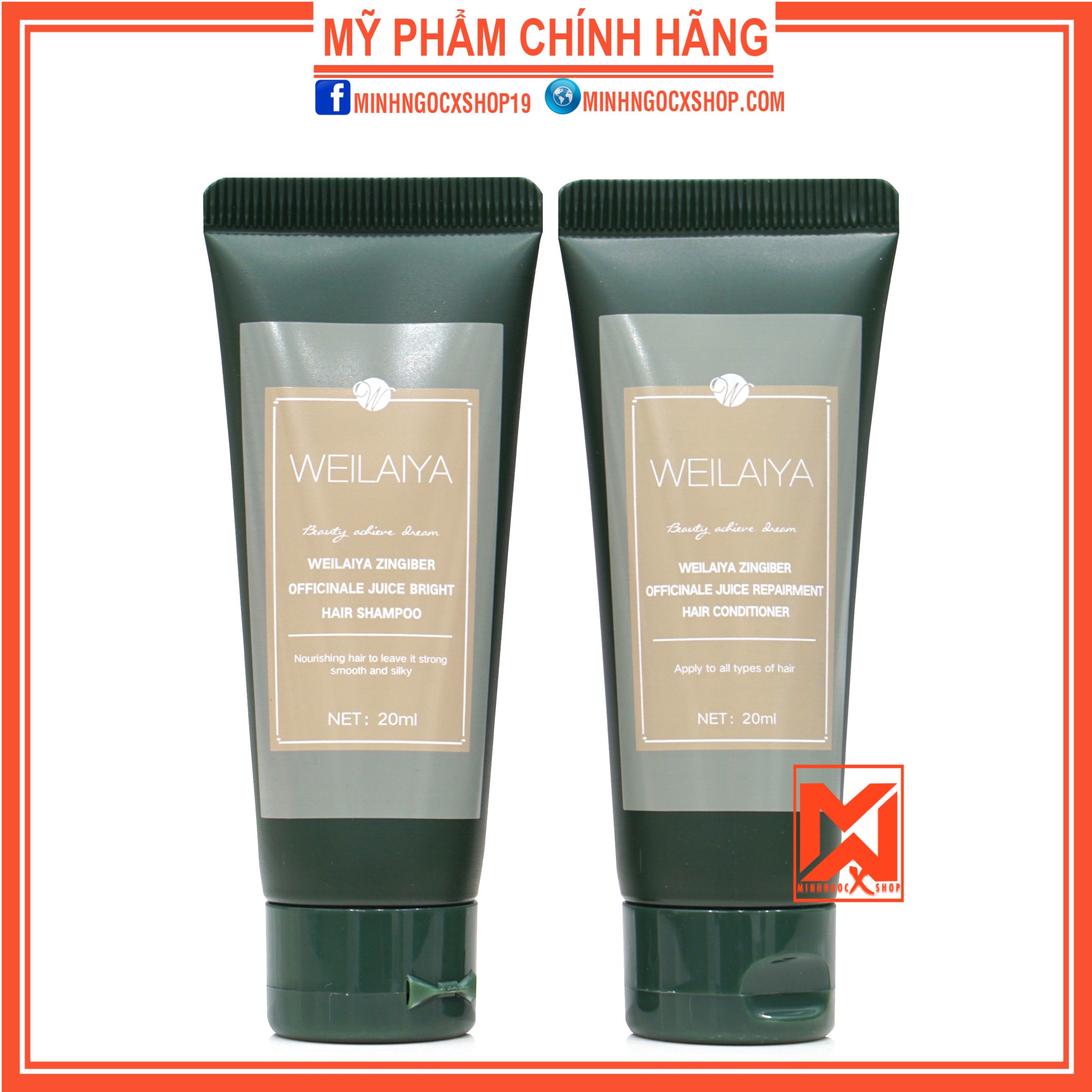 SET MINI DẦU GỘI XẢ CHỐNG RỤNG KÍCH MỌC TÓC GỪNG HÀ THỦ Ô WEILAIYA GỘI XẢ GỪNG NÂU 20ML CHÍNH HÃNG